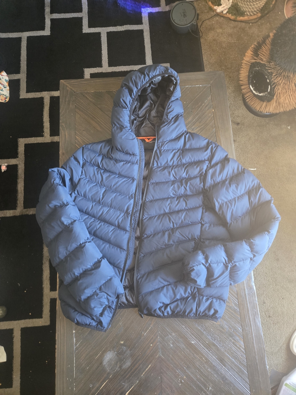 Brave Soul Navy Quilted Hooded Puffer Jacket